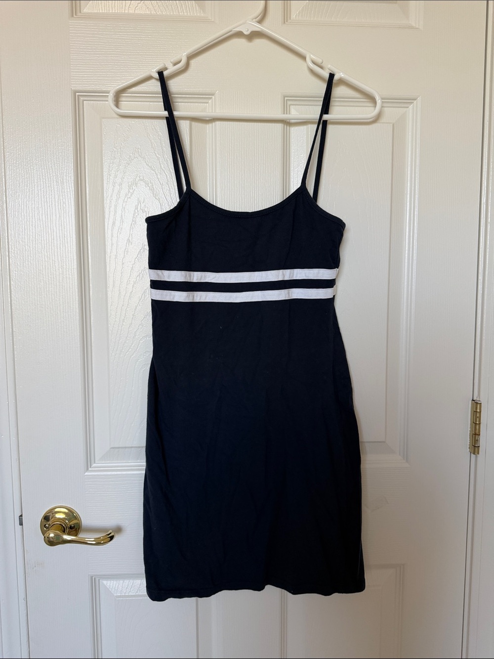 Brandy Melville Black Mini Dress with White Double Stripe